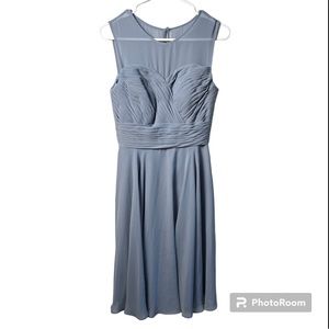 Azazie Dusty Blue A-line Knee Length dress- A4